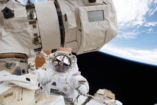 NASA astronaut Scott Tingle is pictured during a spacewalk