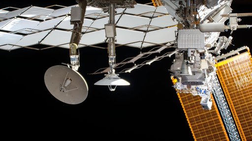 AMS-02, radiator panel and solar array seen by EHDC1