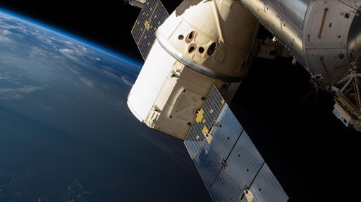 The SpaceX Dragon cargo craft above the Indian Ocean