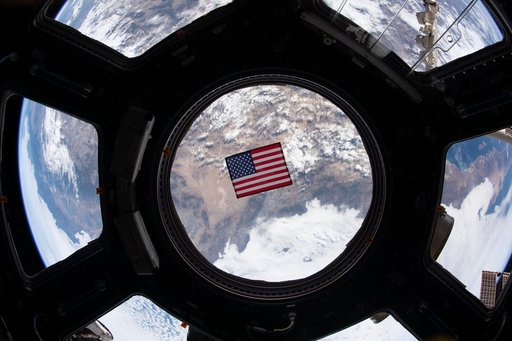 U.S. flag in Cupola window