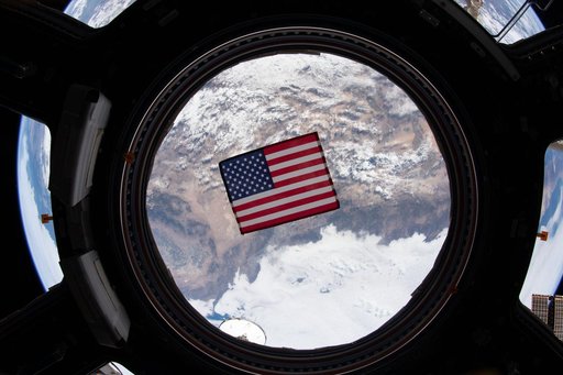 U.S. flag in Cupola window