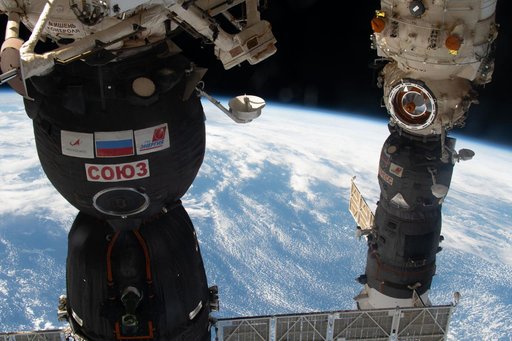 Soyuz MS-19 and Progress 78 docked to the ISS