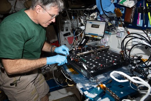Bowen works on Plant Habitat-03 Science Carrier
