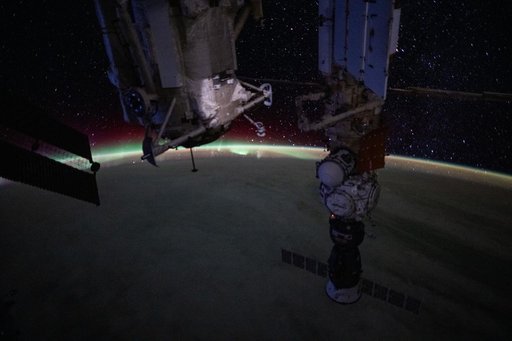 Aurora Earth Limb Behind Soyuz