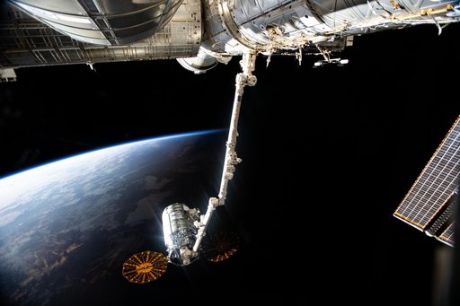 Northrop Grumman's Cygnus Space Freighter Attached to the Canadarm2 Robotic Arm