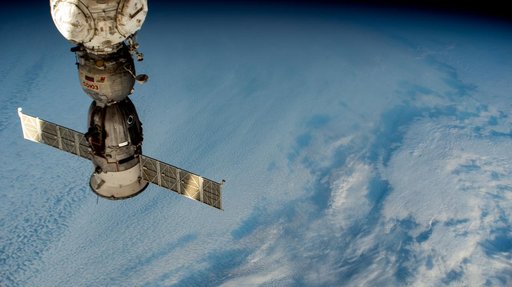The Soyuz MS-25 crew ship docked to the Prichal docking module