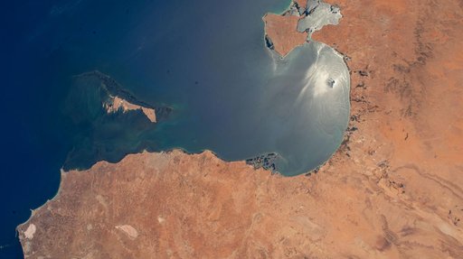 The sun's glint beams off the Gulf of Gabes