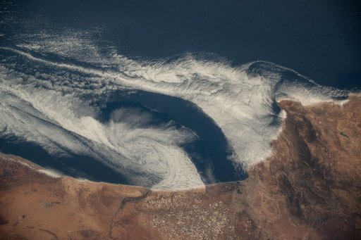 Clouds move in over the coast of Morocco