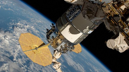 The Cygnus space freighter attached to the Unity module