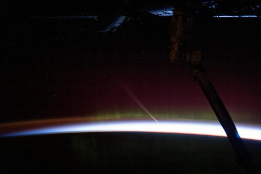 Comet C/2023 A3 is pictured from the International Space Station