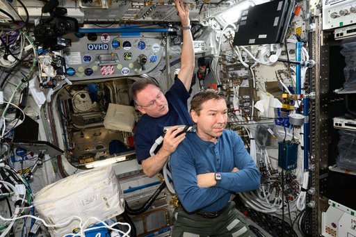 Haircut day on the International Space Station
