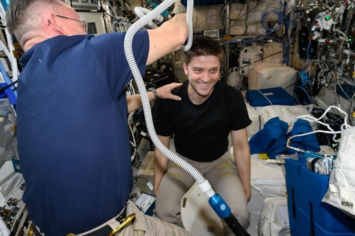 Haircut day on the International Space Station