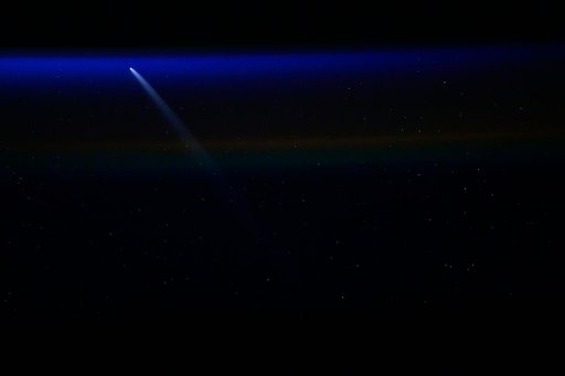 Comet C/2023 A3 pictured from the International Space Station
