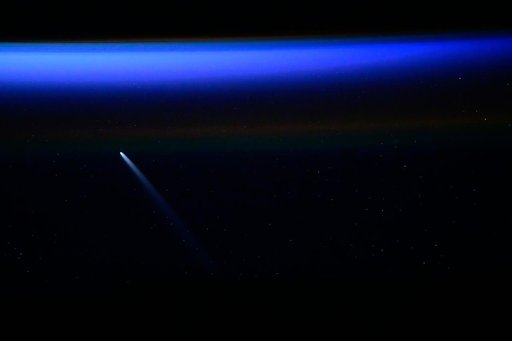 Comet C/2023 A3 pictured from the International Space Station