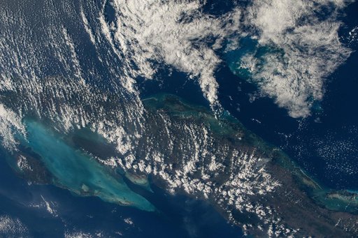 Clouds cover the island nation of Cuba
