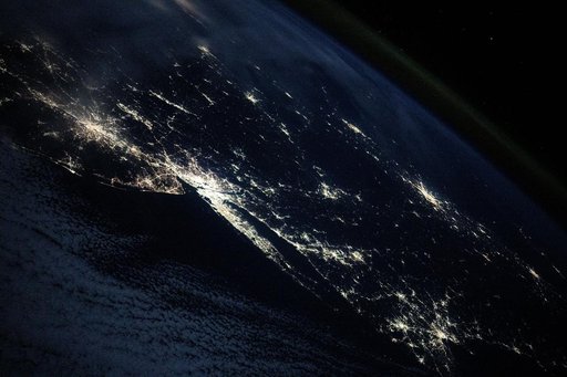 The city lights of the United States' eastern seaboard