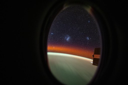 The Megallanic Clouds seen from Dragon's window