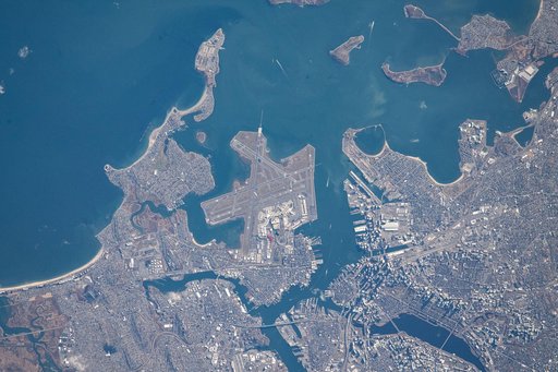 Boston Logan International Airport on Massachusetts Bay