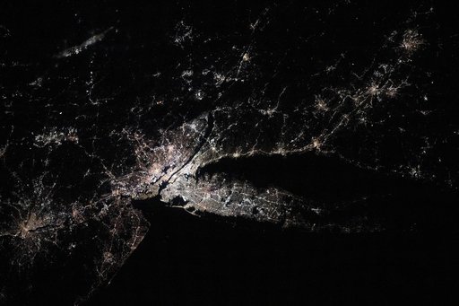 The city lghts of the New York/New Jersey metropolitan area