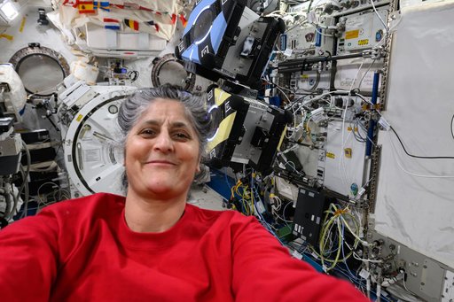 Astronaut Suni Williams takes a selfie portrait