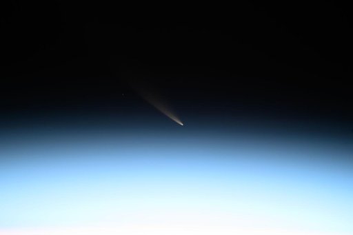 Comet C/2024 G3 (ATLAS) is pictured seemingly above Earth's atmosphere