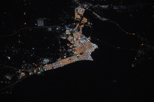 The city lights of Kuwait City, the capital of Kuwait