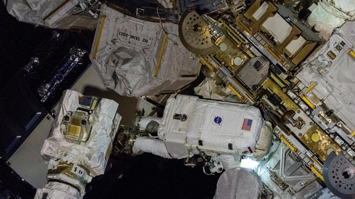 Astronaut Suni Williams works outside the International Space Station