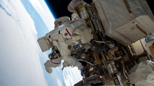 Astronaut Suni Williams works outside the International Space Station
