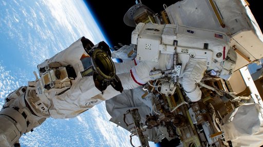 Astronaut Suni Williams works outside the International Space Station