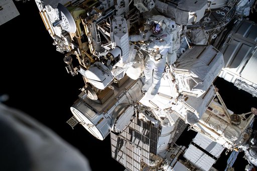 Astronaut Butch Wilmore works outside the International Space Station