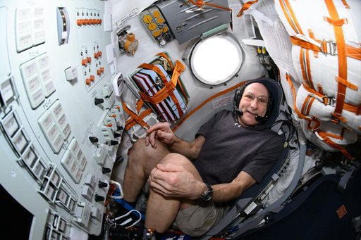 Astronaut Don Pettit is pictured inside the Soyuz MS-26 spacecraft