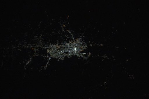 Mashhad, the second-most populous city in Iran, pictured  at night from the space station
