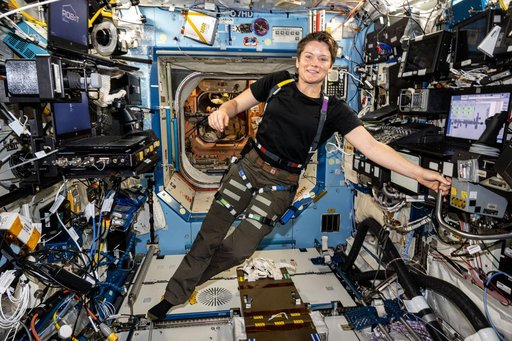 Astronaut Anne McClain wears an experimental wearable dosimeter