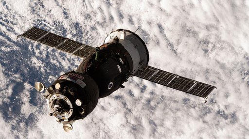 The Soyuz MS-27 spacecraft approaches the International Space Station