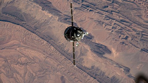 The Soyuz MS-27 spacecraft approaches the International Space Station