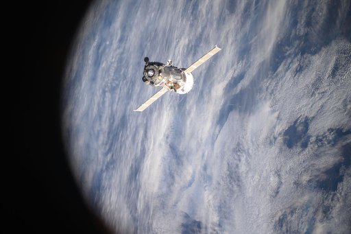 The Soyuz MS-26 spacecraft backs away from the International Space Station