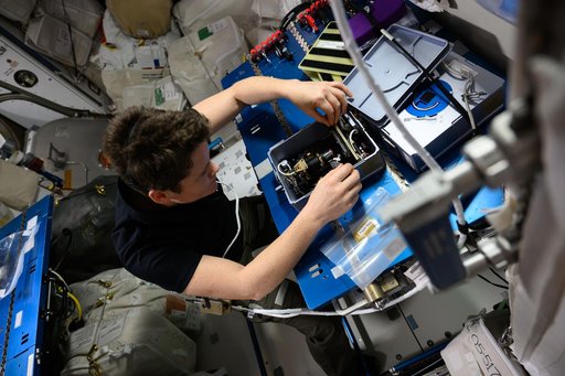 NASA astronaut Anne McClain swaps hardware that promotes physical science and crystalization research
