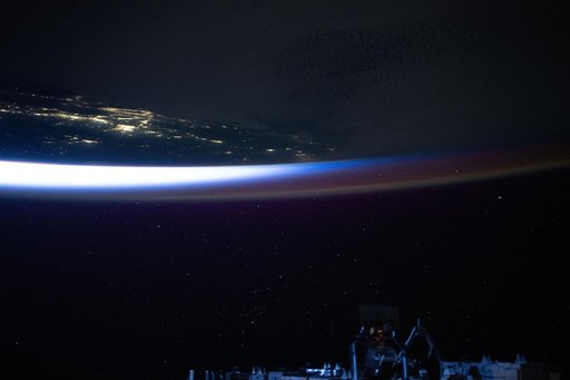 An orbital twilight reveals Earth's horizon