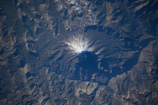 The snow-capped Mount Damavand, a dormant stratovolcano and Iran's highest peak