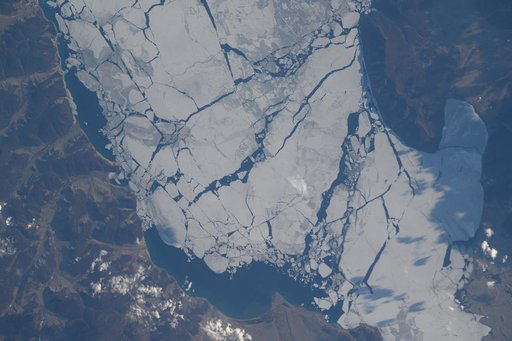 The ice-covered Khuvsgul Lake in northern Mongolia