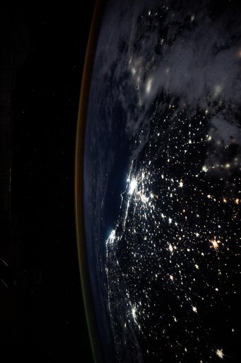 The Brazilian coast lit by Rio de Janiero and São Paulo