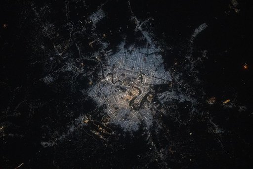 Baghdad, the capital and largest city in Iraq, pictured at night