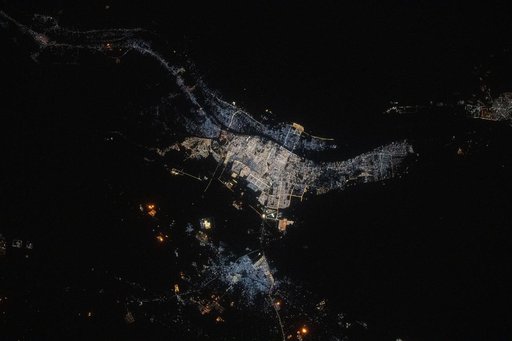The port city of Basrah, Iraq, pictured at night