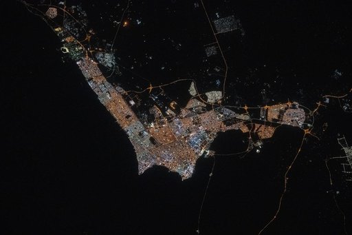 Kuwait City, with a population of about 3.5 million, pictured at night