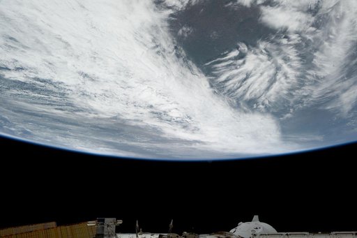 Wichita, Kansas, surrounded by clouds covering the midwestern United States