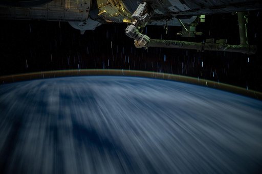 Clouds streak across the Indian Ocean beneath the International Space Station