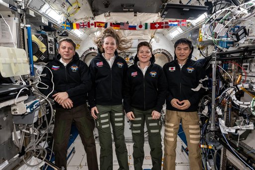 NASA's SpaceX Crew-10 members pose for a group portrait