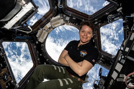 NASA astronaut Anne McClain poses for a portrait inside the cupola