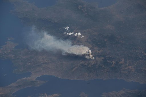 Wildfires breakout near the Greek village of Feneos