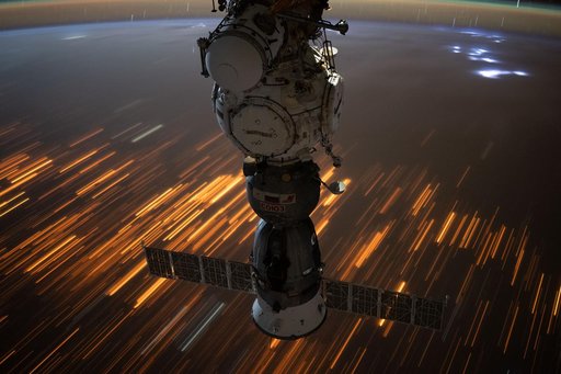 The city lights of Sub-Saharan Africa streak below the International Space Station
